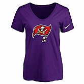 Women's Tampa Bay Buccaneers Purple Logo V neck T-Shirt FengYun,baseball caps,new era cap wholesale,wholesale hats
