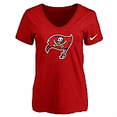 Women's Tampa Bay Buccaneers Red Logo V neck T-Shirt FengYun,baseball caps,new era cap wholesale,wholesale hats