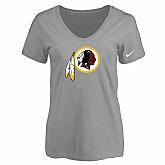 Women's Washington Redskins L.Gray Logo V neck T-Shirt FengYun,baseball caps,new era cap wholesale,wholesale hats