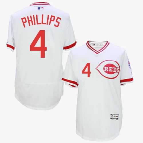 Cincinnati Reds #4 Brandon Phillips White Cooperstown Collection Flexbase Stitched Jersey DingZhi,We sell and wholesale Cincinnati Reds #4 Brandon Phillips White Cooperstown Collection Flexbase Stitched Jersey DingZhi on line form chian!