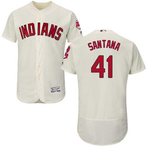 Cleveland Indians #41 Carlos Santana Cream Flexbase Stitched Jersey DingZhi,We sell and wholesale Cleveland Indians #41 Carlos Santana Cream Flexbase Stitched Jersey DingZhi on line form chian!