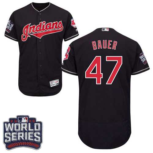 Cleveland Indians #47 Trevor Bauer Navy 2016 World Series Flexbase Stitched Jersey DingZhi,We sell and wholesale Cleveland Indians #47 Trevor Bauer Navy 2016 World Series Flexbase Stitched Jersey DingZhi on line form chian!