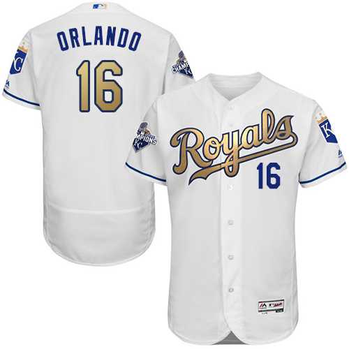 Kansas City Royals #16 Paulo Orlando White 2015 World Series Champions Gold Program Flexbase Stitched Jersey DingZhi,We sell and wholesale Kansas City Royals #16 Paulo Orlando White 2015 World Series Champions Gold Program Flexbase Stitched Jersey DingZhi on line form chian!