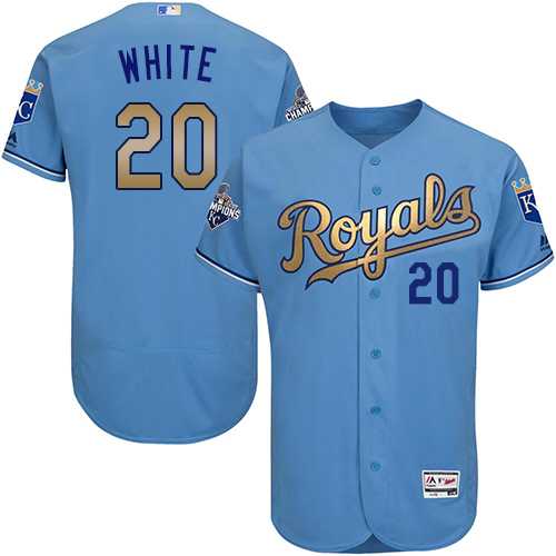 Kansas City Royals #20 Frank White Light Blue 2015 World Series Champions Gold Program Flexbase Stitched Jersey DingZhi,We sell and wholesale Kansas City Royals #20 Frank White Light Blue 2015 World Series Champions Gold Program Flexbase Stitched Jersey DingZhi on line form chian!