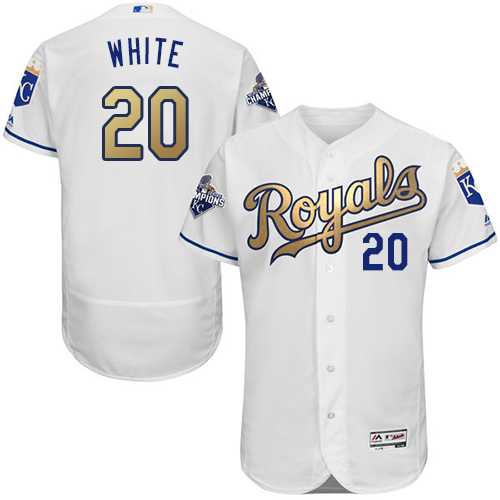Kansas City Royals #20 Frank White White 2015 World Series Champions Gold Program Flexbase Stitched Jersey DingZhi,We sell and wholesale Kansas City Royals #20 Frank White White 2015 World Series Champions Gold Program Flexbase Stitched Jersey DingZhi on line form chian!