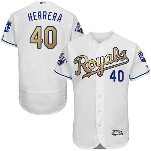Kansas City Royals #40 Kelvin Herrera White 2015 World Series Champions Gold Program Flexbase Stitched Jersey DingZhi,We sell and wholesale Kansas City Royals #40 Kelvin Herrera White 2015 World Series Champions Gold Program Flexbase Stitched Jersey DingZhi on line form chian!
