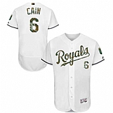 Kansas City Royals #6 Lorenzo Cain White Memorial Day Flexbase Stitched Jersey DingZhi,baseball caps,new era cap wholesale,wholesale hats