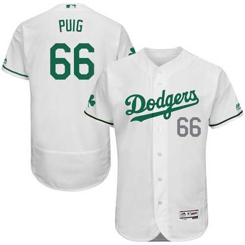 Los Angeles Dodgers #66 Yasiel Puig White St. Patrick's Day Flexbase Jerse,We sell and wholesale Los Angeles Dodgers #66 Yasiel Puig White St. Patrick's Day Flexbase Jerse on line form chian!