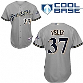 Milwaukee Brewers #37 Neftali Feliz Gray New Cool Base Stitched Jersey DingZhi,baseball caps,new era cap wholesale,wholesale hats