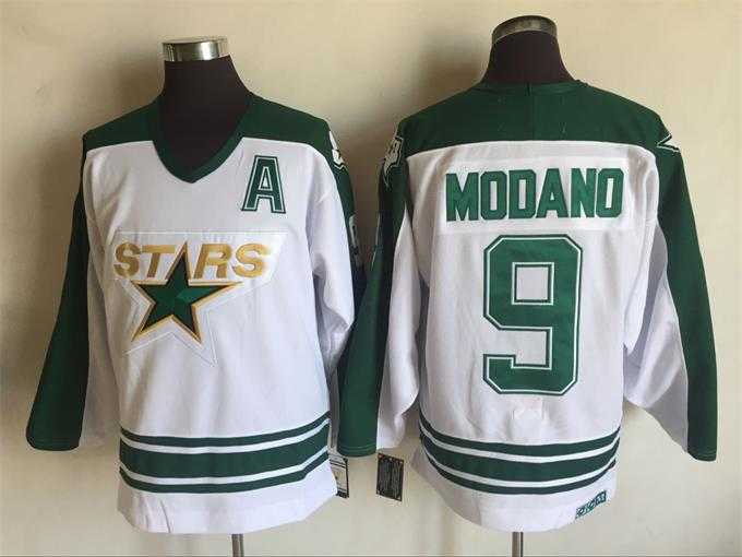 Dallas Stars #9 Mike Modano White-Green CCM Throwback Stitched Jersey,We sell and wholesale Dallas Stars #9 Mike Modano White-Green CCM Throwback Stitched Jersey on line form chian!