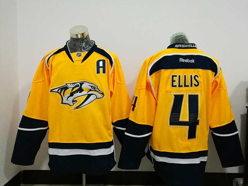 Nashville Predators #4 Ellis Yellow Stitched NHL Jersey,We sell and wholesale Nashville Predators #4 Ellis Yellow Stitched NHL Jersey on line form chian!