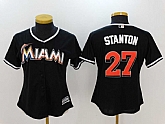 Women Miami Marlins #27 Giancarlo Stanton Black New Cool Base Jersey,baseball caps,new era cap wholesale,wholesale hats