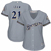Women Milwaukee Brewers #21 Travis Shaw Gray New Cool Base Jersey DingZhi,baseball caps,new era cap wholesale,wholesale hats