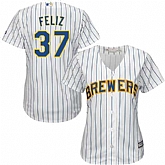 Women Milwaukee Brewers #37 Neftali Feliz White New Cool Base Jersey DingZhi,baseball caps,new era cap wholesale,wholesale hats