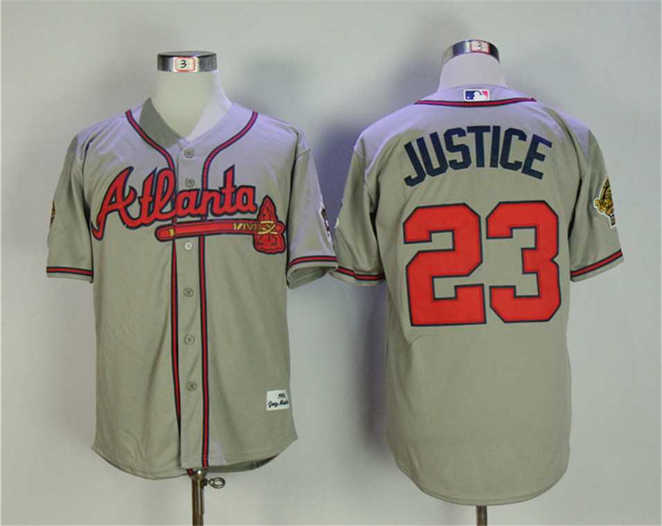 Atlanta Braves #23 David Justice Gray 1995 Throwback Jersey,We sell and wholesale Atlanta Braves #23 David Justice Gray 1995 Throwback Jersey on line form chian!
