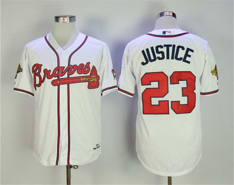 Atlanta Braves #23 David Justice White 1995 Throwback Jersey,We sell and wholesale Atlanta Braves #23 David Justice White 1995 Throwback Jersey on line form chian!