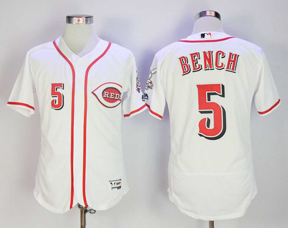 Cincinnati Reds #5 Johnny Bench White Flexbase Jersey,We sell and wholesale Cincinnati Reds #5 Johnny Bench White Flexbase Jersey on line form chian!