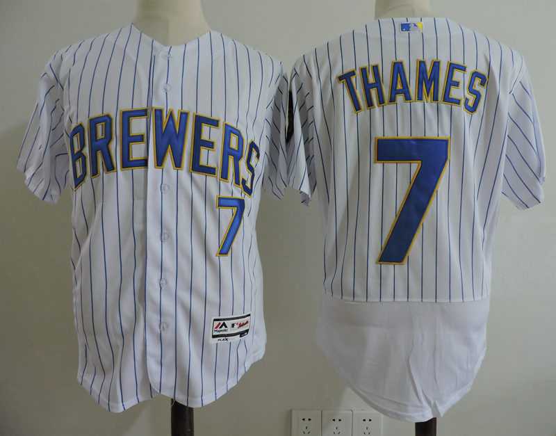 Milwaukee Brewers #7 Eric Thames White Flexbase Jersey,We sell and wholesale Milwaukee Brewers #7 Eric Thames White Flexbase Jersey on line form chian!