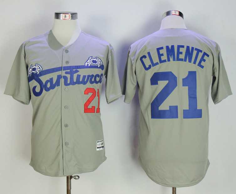 Puerto Rico Cangrejeros de Santurce 21 Roberto Clemente Gray Throwback Baseball Jersey,We sell and wholesale Puerto Rico Cangrejeros de Santurce 21 Roberto Clemente Gray Throwback Baseball Jersey on line form chian!