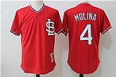 St. Louis Cardinals #4 Yadier Molina Red Mitchell And Ness Throwback Pullover Stitched Jersey,baseball caps,new era cap wholesale,wholesale hats