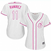 Women Cleveland Indians #11 Jose Ramirez White Pink New Cool Base Stitched Jerseys,baseball caps,new era cap wholesale,wholesale hats