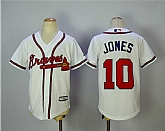 Youth Atlanta Braves #10 Chipper Jones White New Cool Base Stitched Jerseys