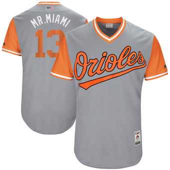 Baltimore Orioles #13 Manny Machado Mr. Miami Majestic Gray 2017 Players Weekend Jersey JiaSu,We sell and wholesale Baltimore Orioles #13 Manny Machado Mr. Miami Majestic Gray 2017 Players Weekend Jersey JiaSu on line form chian!