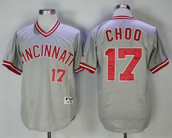 Cincinnati Reds #17 Shin-Soo Choo Gray Throwback Stitched MLB Jerseys,We sell and wholesale Cincinnati Reds #17 Shin-Soo Choo Gray Throwback Stitched MLB Jerseys on line form chian!