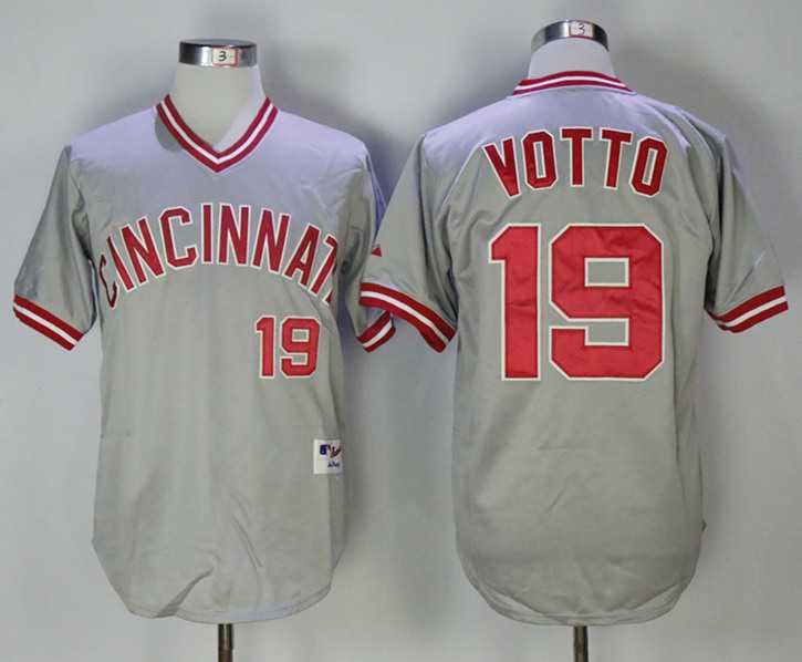 Cincinnati Reds #19 Joey Votto Gray Throwback Stitched MLB Jerseys,We sell and wholesale Cincinnati Reds #19 Joey Votto Gray Throwback Stitched MLB Jerseys on line form chian!