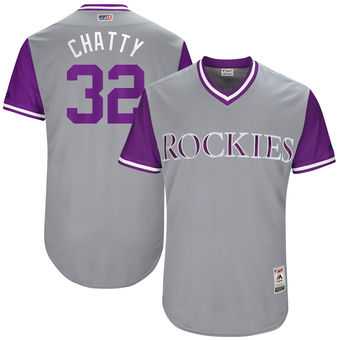 Colorado Rockies #32 Tyler Chatwood Chatty Majestic Gray 2017 Players Weekend Jersey JiaSu,We sell and wholesale Colorado Rockies #32 Tyler Chatwood Chatty Majestic Gray 2017 Players Weekend Jersey JiaSu on line form chian!