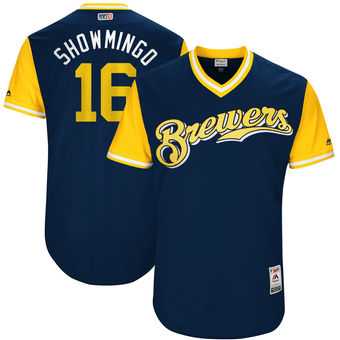 Milwaukee Brewers #16 Domingo Santana Showmingo Majestic Navy 2017 Players Weekend Jersey JiaSu,We sell and wholesale Milwaukee Brewers #16 Domingo Santana Showmingo Majestic Navy 2017 Players Weekend Jersey JiaSu on line form chian!