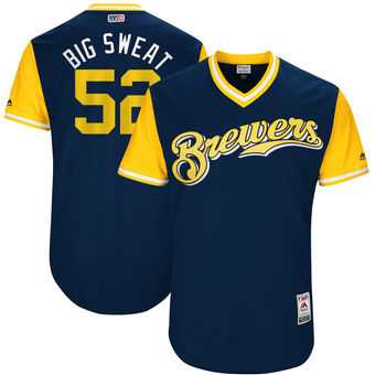 Milwaukee Brewers #52 Jimmy Nelson Big Sweat Majestic Navy 2017 Players Weekend Jersey JiaSu,We sell and wholesale Milwaukee Brewers #52 Jimmy Nelson Big Sweat Majestic Navy 2017 Players Weekend Jersey JiaSu on line form chian!