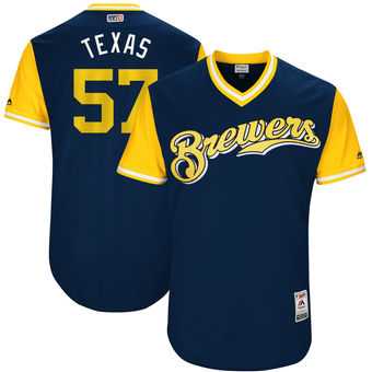 Milwaukee Brewers #57 Chase Anderson Texas Majestic Navy 2017 Players Weekend Jersey JiaSu,We sell and wholesale Milwaukee Brewers #57 Chase Anderson Texas Majestic Navy 2017 Players Weekend Jersey JiaSu on line form chian!