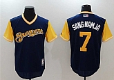 Milwaukee Brewers #7 Eric Thames Sang Namja Majestic Navy Players Weekend Mlb Jerseys,baseball caps,new era cap wholesale,wholesale hats
