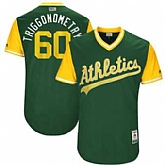 Oakland Athletics #60 Andrew Triggs Triggonometry Majestic Green 2017 Players Weekend Jersey JiaSu