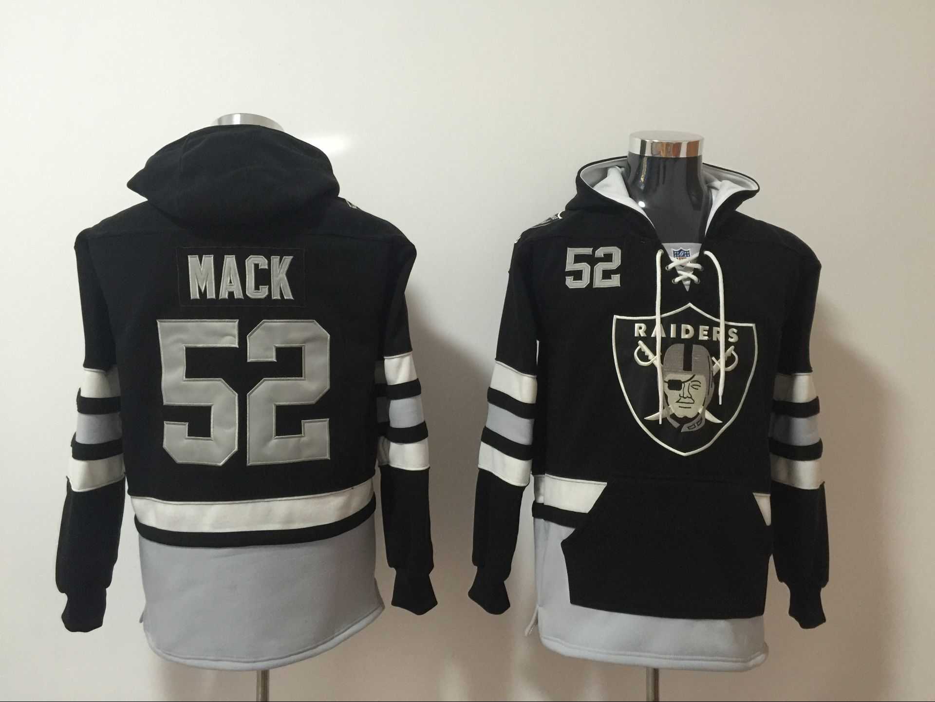 Oakland Raiders 52 Khalil Mack Black All Stitched Hooded Sweatshirt,We sell and wholesale Oakland Raiders 52 Khalil Mack Black All Stitched Hooded Sweatshirt on line form chian!