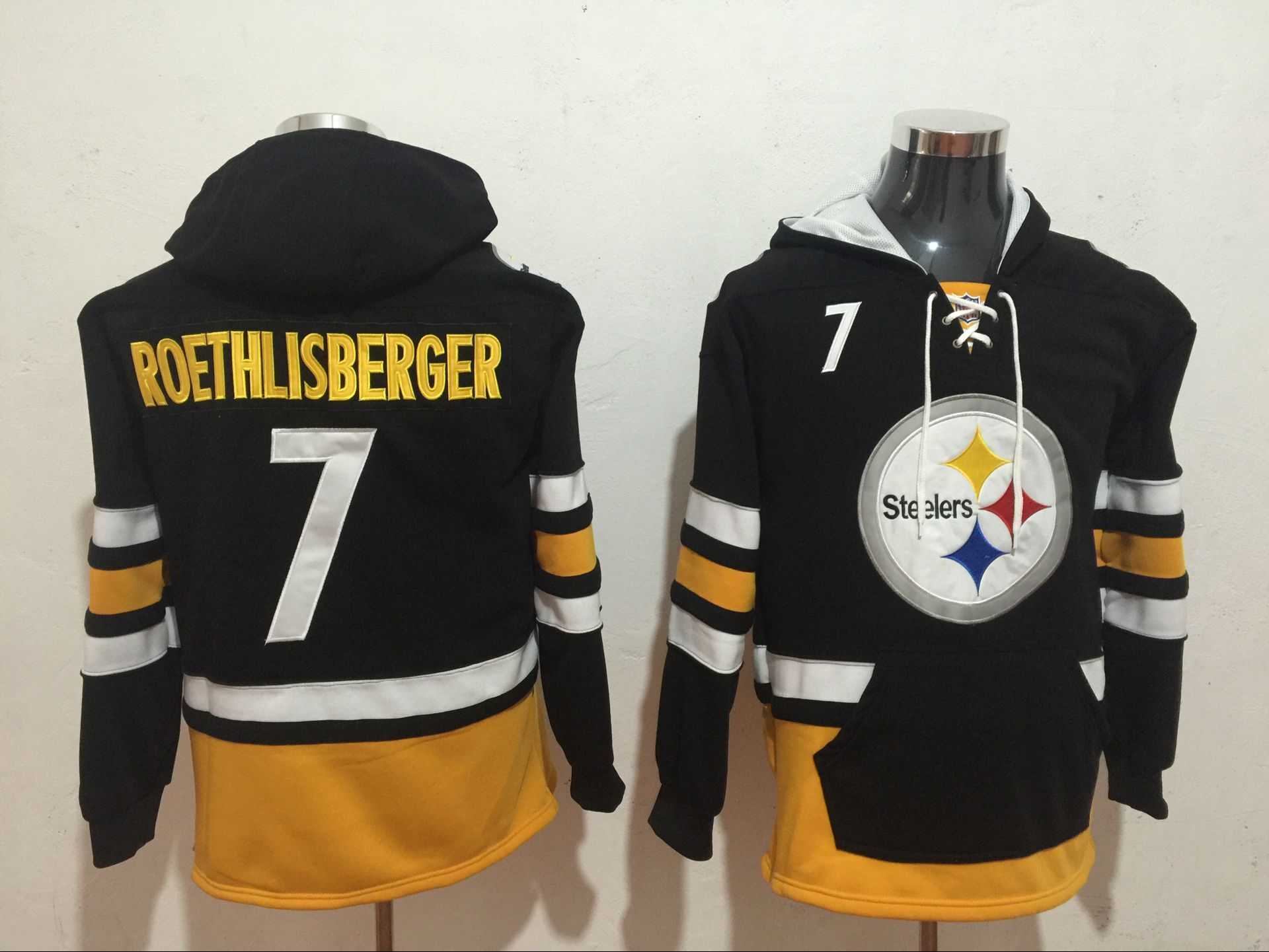 Pittsburgh Steelers 7 Ben Roethlisberger Black All Stitched Hooded Sweatshirt,We sell and wholesale Pittsburgh Steelers 7 Ben Roethlisberger Black All Stitched Hooded Sweatshirt on line form chian!