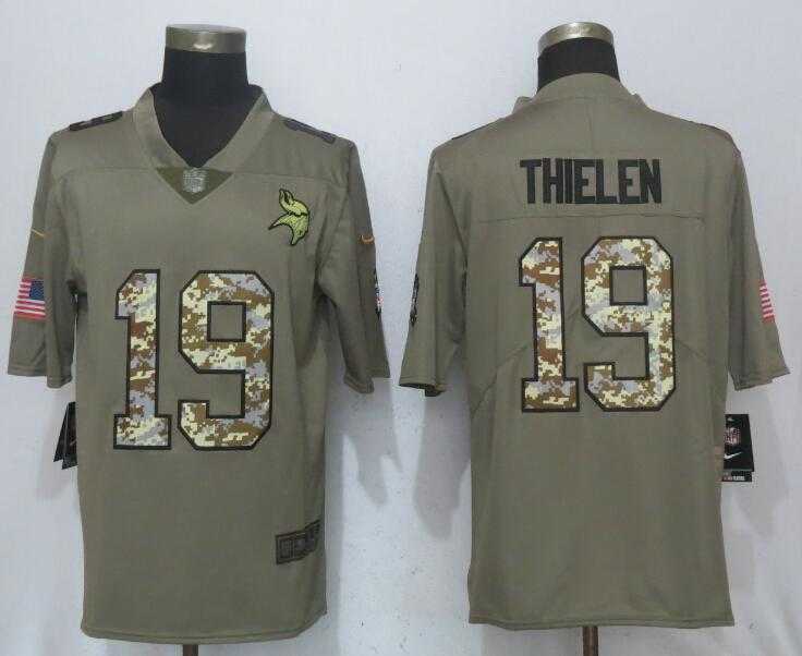 Nike Vikings #19 Adam Thielen Olive Camo Salute To Service Limited Jersey,We sell and wholesale Nike Vikings #19 Adam Thielen Olive Camo Salute To Service Limited Jersey on line form chian!
