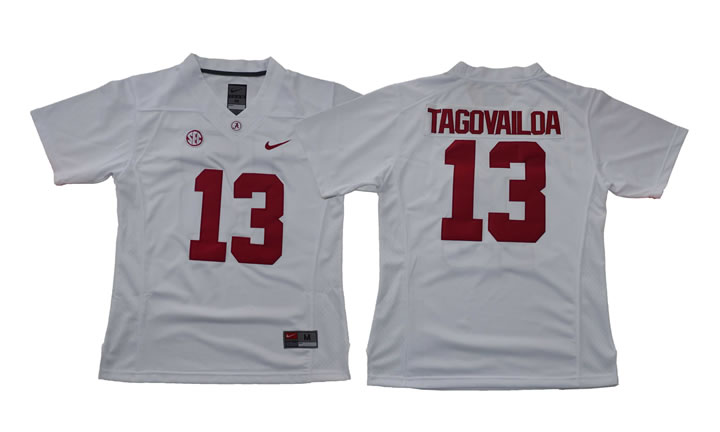 Alabama Crimson Tide #13 Tua Tagovailoa White Women With Diamond Logo College Football Jersey,We sell and wholesale Alabama Crimson Tide #13 Tua Tagovailoa White Women With Diamond Logo College Football Jersey on line form chian!