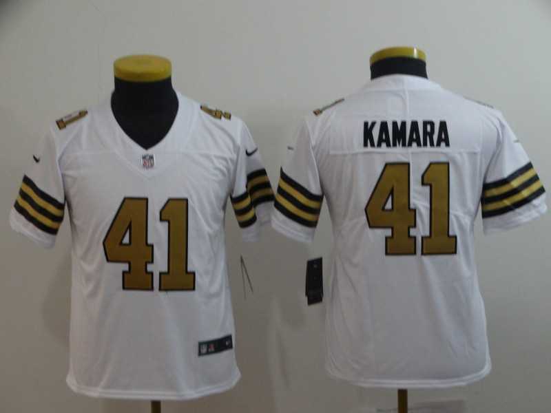 Youth Nike Saints 41 Alvin Kamara White Color Rush Limited Jersey,We sell and wholesale Youth Nike Saints 41 Alvin Kamara White Color Rush Limited Jersey on line form chian!