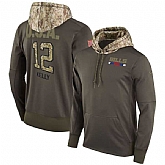 Nike Bills 12 Jim Kelly Men's Olive Salute To Service Pullover Hoodie,baseball caps,new era cap wholesale,wholesale hats