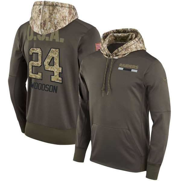 Nike Raiders 24 Charles Woodson Men's Olive Salute To Service Pullover Hoodie,We sell and wholesale Nike Raiders 24 Charles Woodson Men's Olive Salute To Service Pullover Hoodie on line form chian!