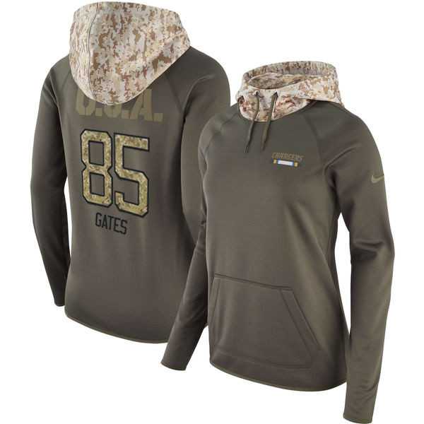 Women Nike Chargers 85 Antonio Gates Olive Salute To Service Pullover Hoodie,We sell and wholesale Women Nike Chargers 85 Antonio Gates Olive Salute To Service Pullover Hoodie on line form chian!