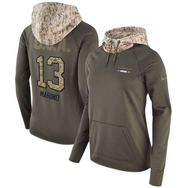 Women Nike Dolphins 13 Dan Marino Olive Salute To Service Pullover Hoodie,We sell and wholesale Women Nike Dolphins 13 Dan Marino Olive Salute To Service Pullover Hoodie on line form chian!