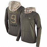 Women Nike Ravens 9 Justin Tucker Olive Salute To Service Pullover Hoodie,baseball caps,new era cap wholesale,wholesale hats