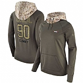Women Nike Texans 90 Jadeveon Clowney Olive Salute To Service Pullover Hoodie,baseball caps,new era cap wholesale,wholesale hats