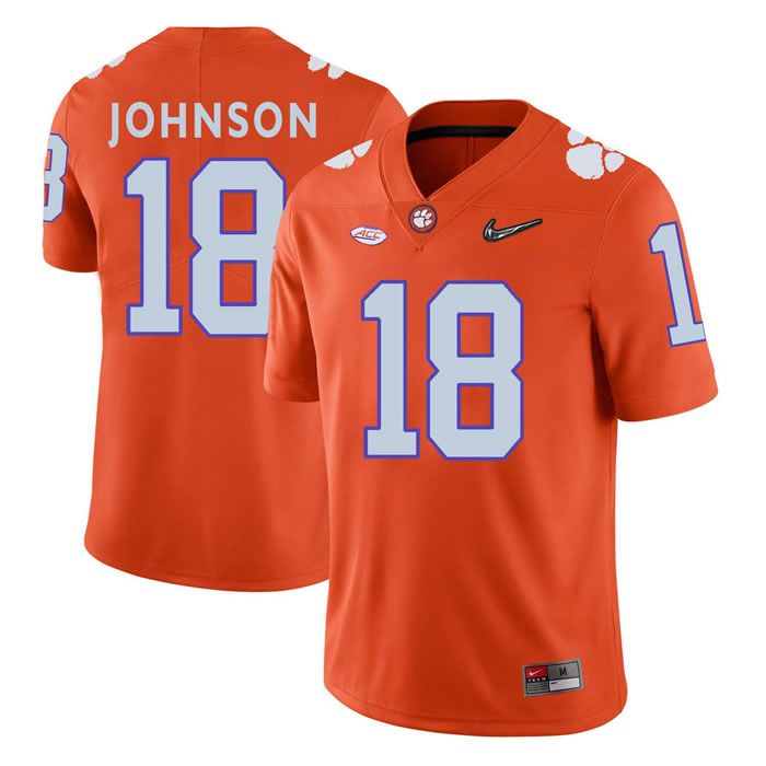 Clemson Tigers #18 Jadar Johnson Orange With Diamond Logo College Football Jersey DingZhi,We sell and wholesale Clemson Tigers #18 Jadar Johnson Orange With Diamond Logo College Football Jersey DingZhi on line form chian!