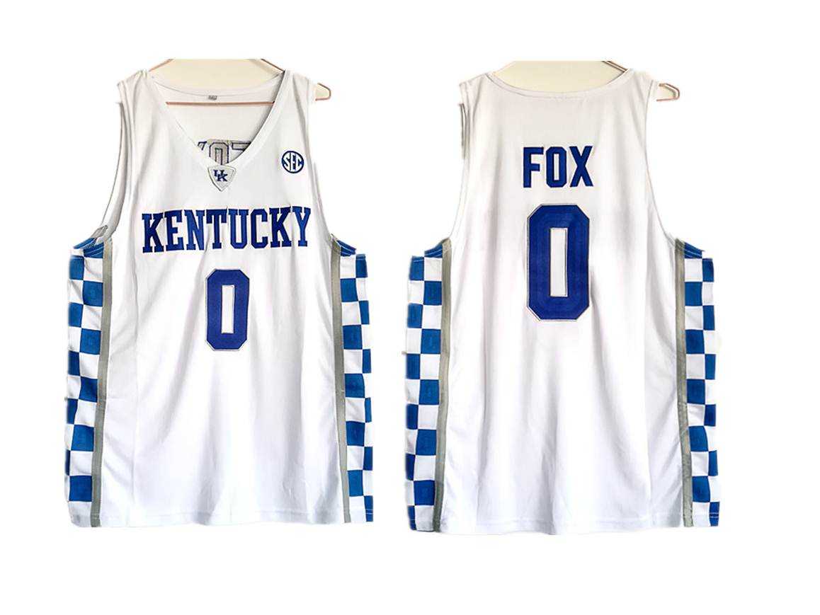 Kentucky Wildcats #0 De'Aaron Fox White College Basketball Jersey,We sell and wholesale Kentucky Wildcats #0 De'Aaron Fox White College Basketball Jersey on line form chian!