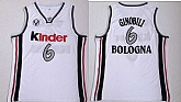 Virtus Pallacanestro Bologna #6 Manu Ginobili White Basketball Jersey,baseball caps,new era cap wholesale,wholesale hats
