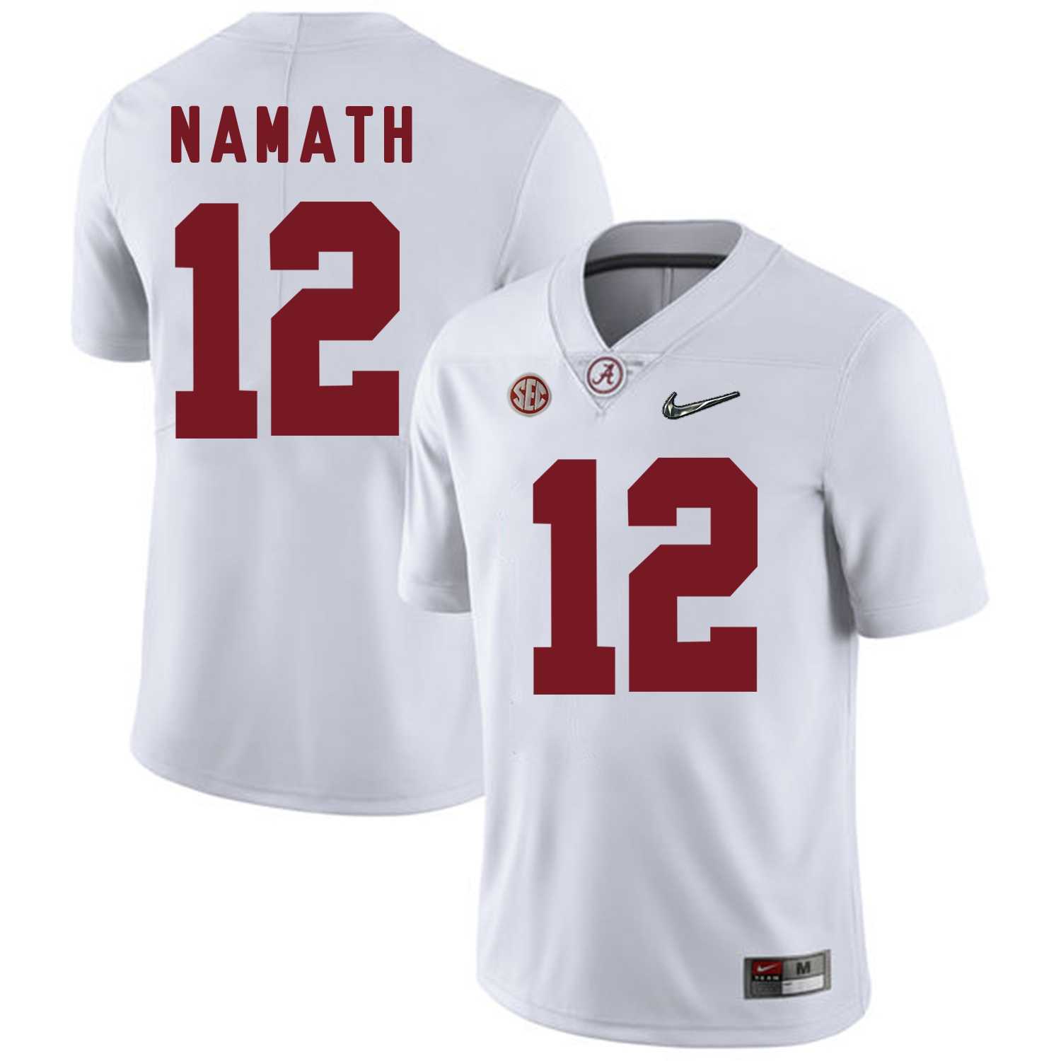 Alabama Crimson Tide 12 Joe Namath White With Diamond Logo College Football Jersey DingZhi,We sell and wholesale Alabama Crimson Tide 12 Joe Namath White With Diamond Logo College Football Jersey DingZhi on line form chian!
